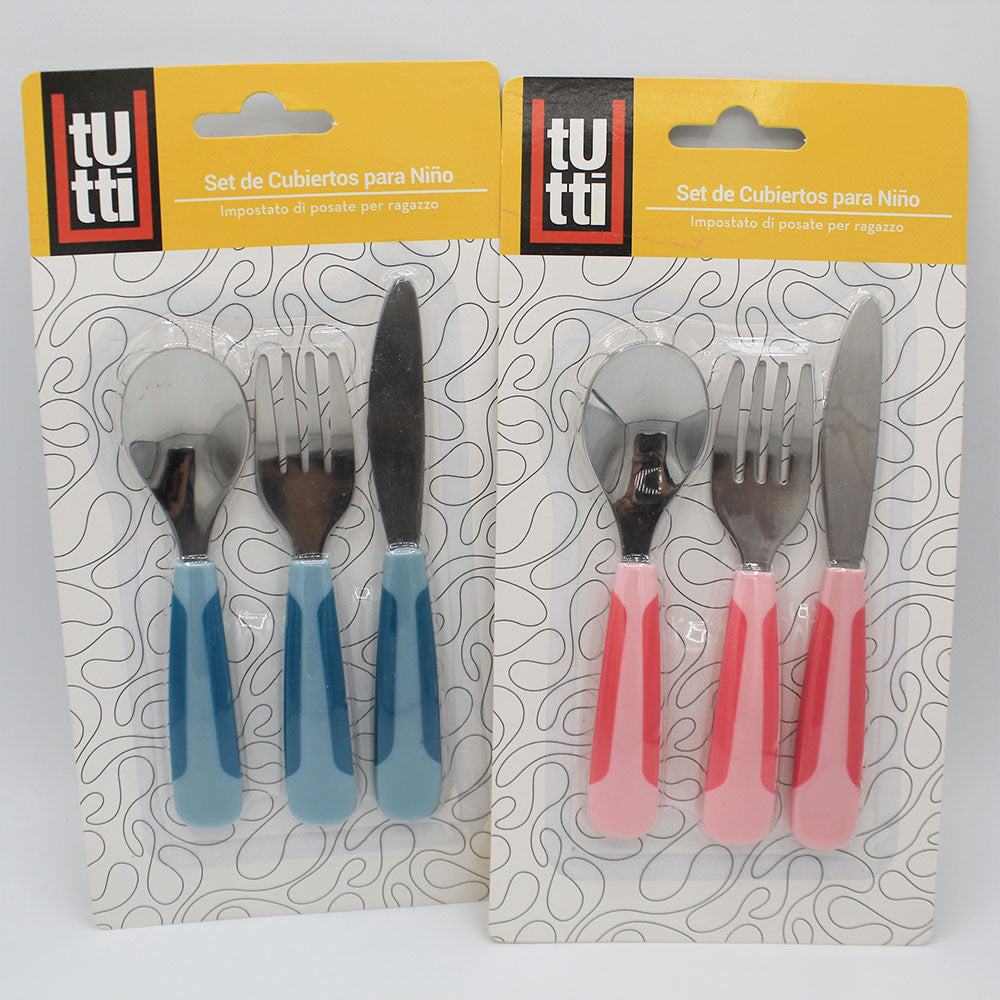 Imported Kids 3 Pcs Stainless Steel Spoon Cutlery Set