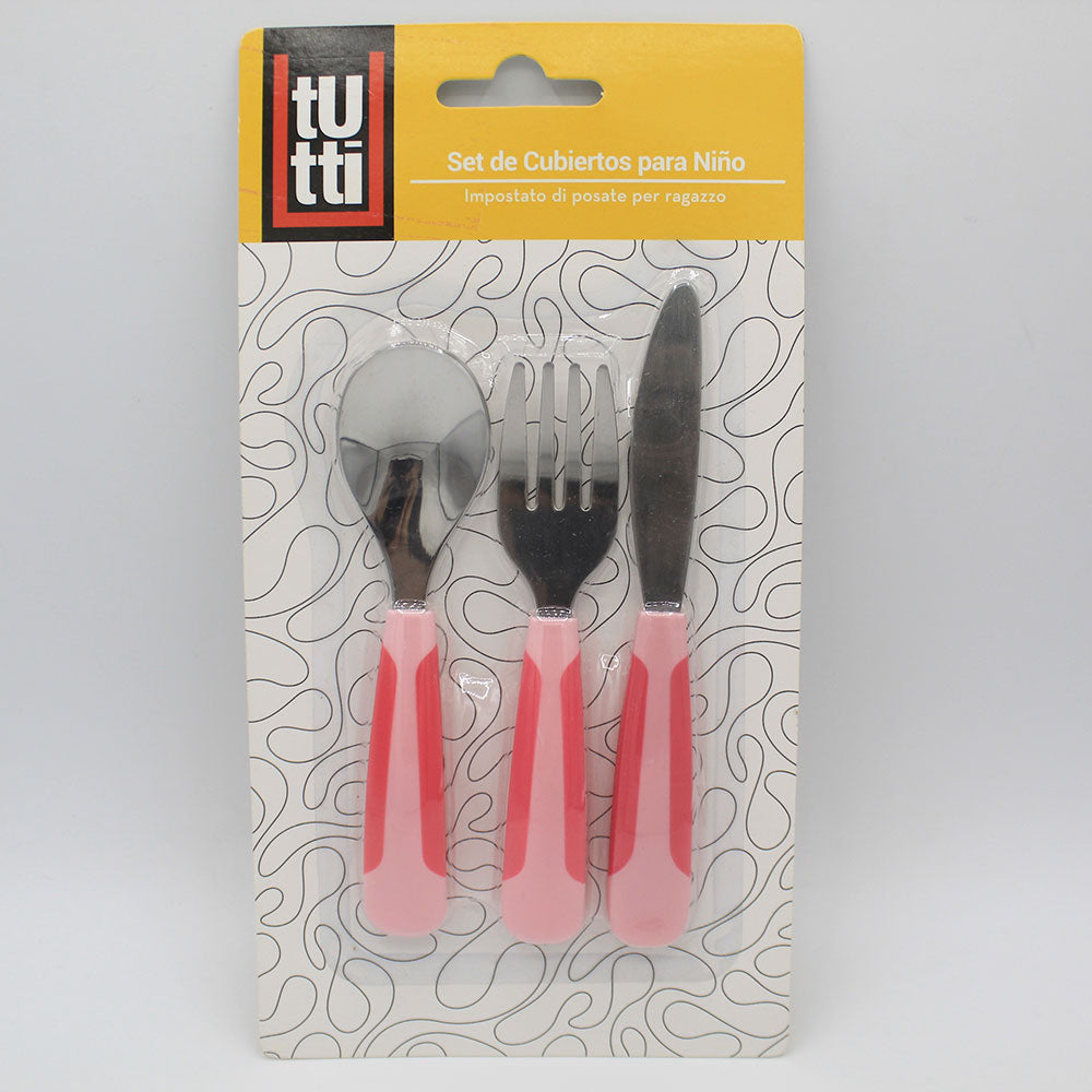 Imported Kids 3 Pcs Stainless Steel Spoon Cutlery Set