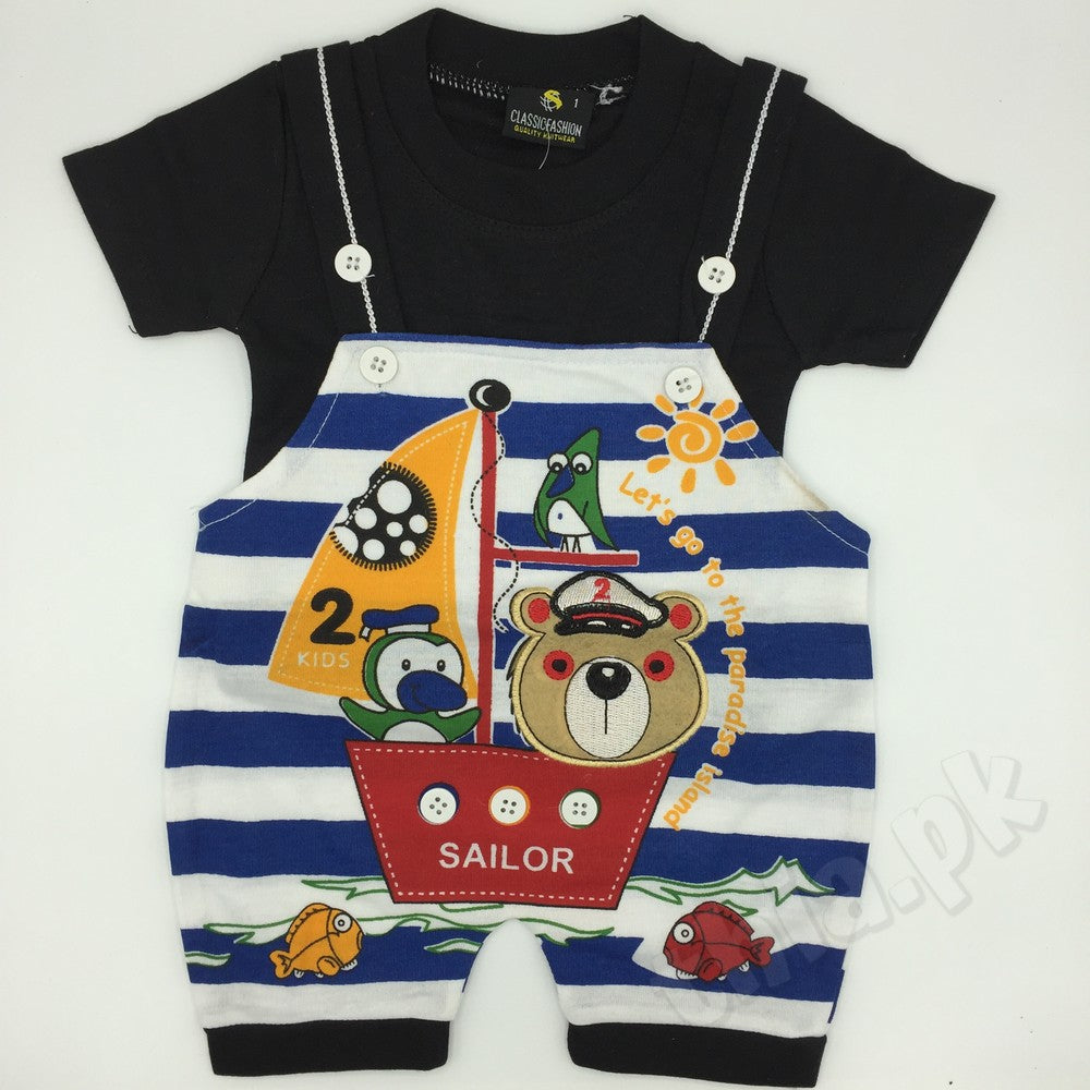Cute Sailor Teddy Bear Summer Dungaree Romper for 3-6 months and 6-9 months
