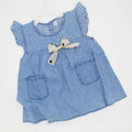 Imported Girls Denim Sleeveless Fly Frock Shirt for 12 Months - 5 Years