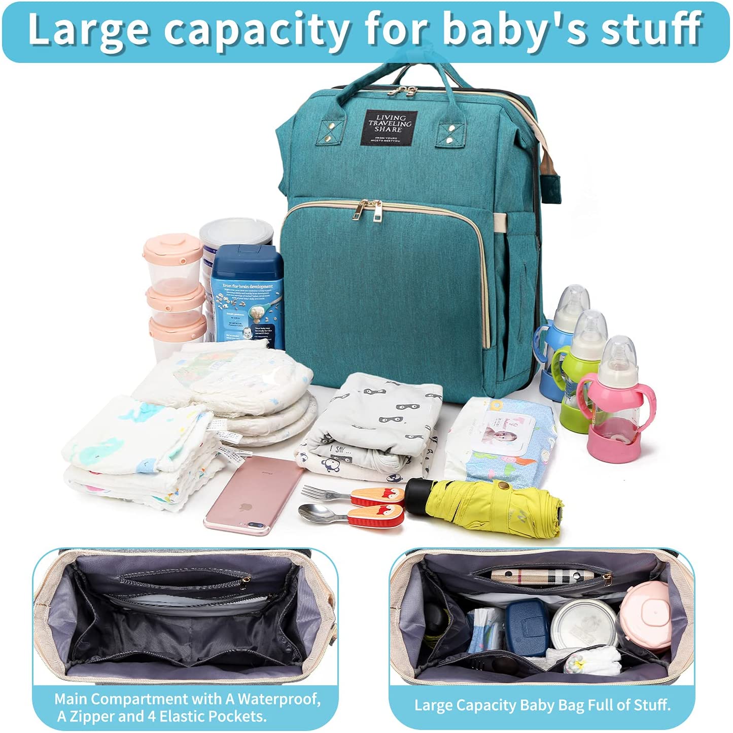 Imported Multifunctional Portable Folding Diaper Bag and Portable Baby Bed Large Backpack