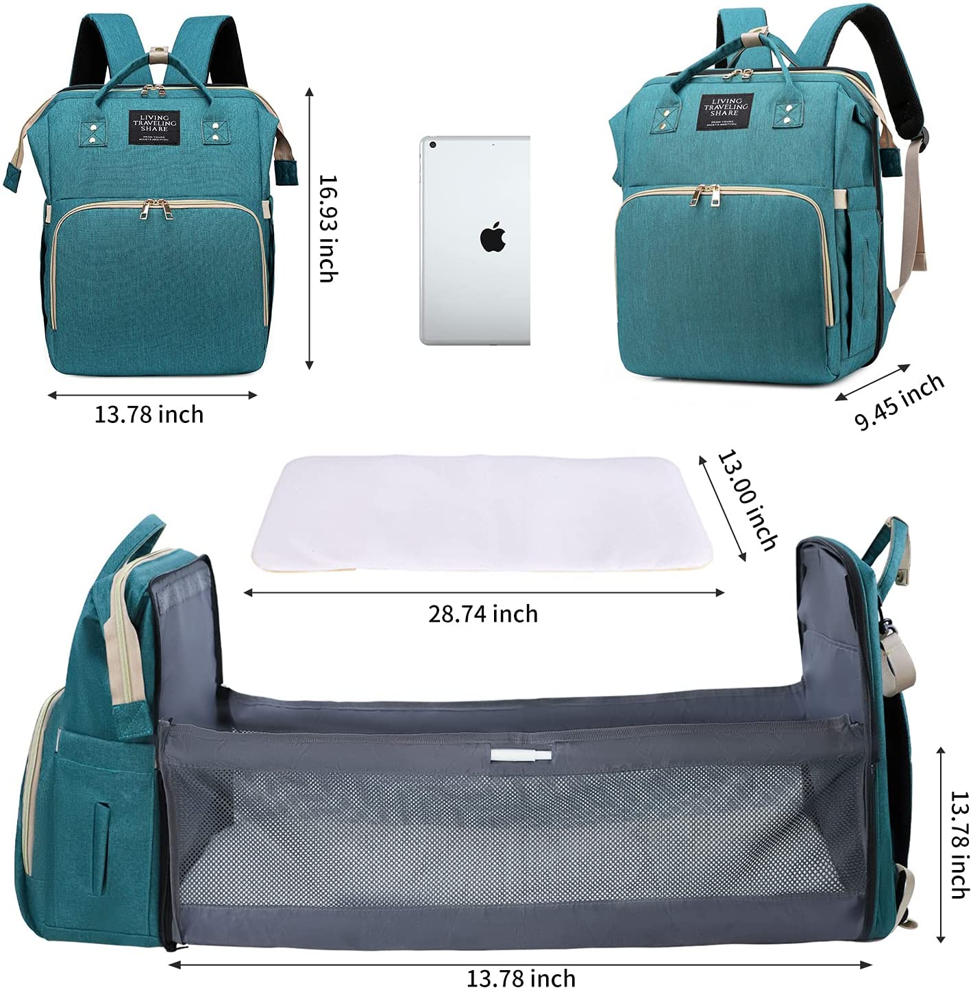 Imported Multifunctional Portable Folding Diaper Bag and Portable Baby Bed Large Backpack