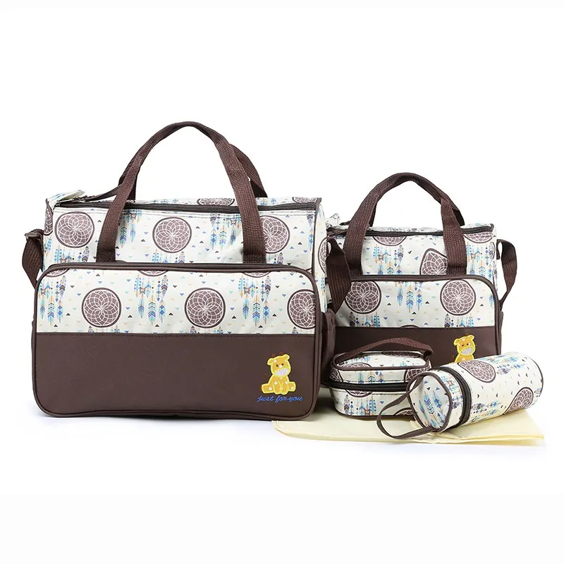 Imported Waterproof 5 Pcs Mommy Diaper Bag Set 5Pcs/Set Large Capacity Maternity Bags for Babies For Travel
