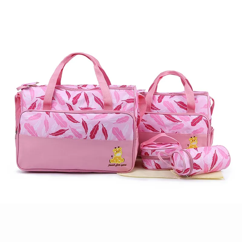 Imported Waterproof 5 Pcs Mommy Diaper Bag Set 5Pcs/Set Large Capacity Maternity Bags for Babies For Travel