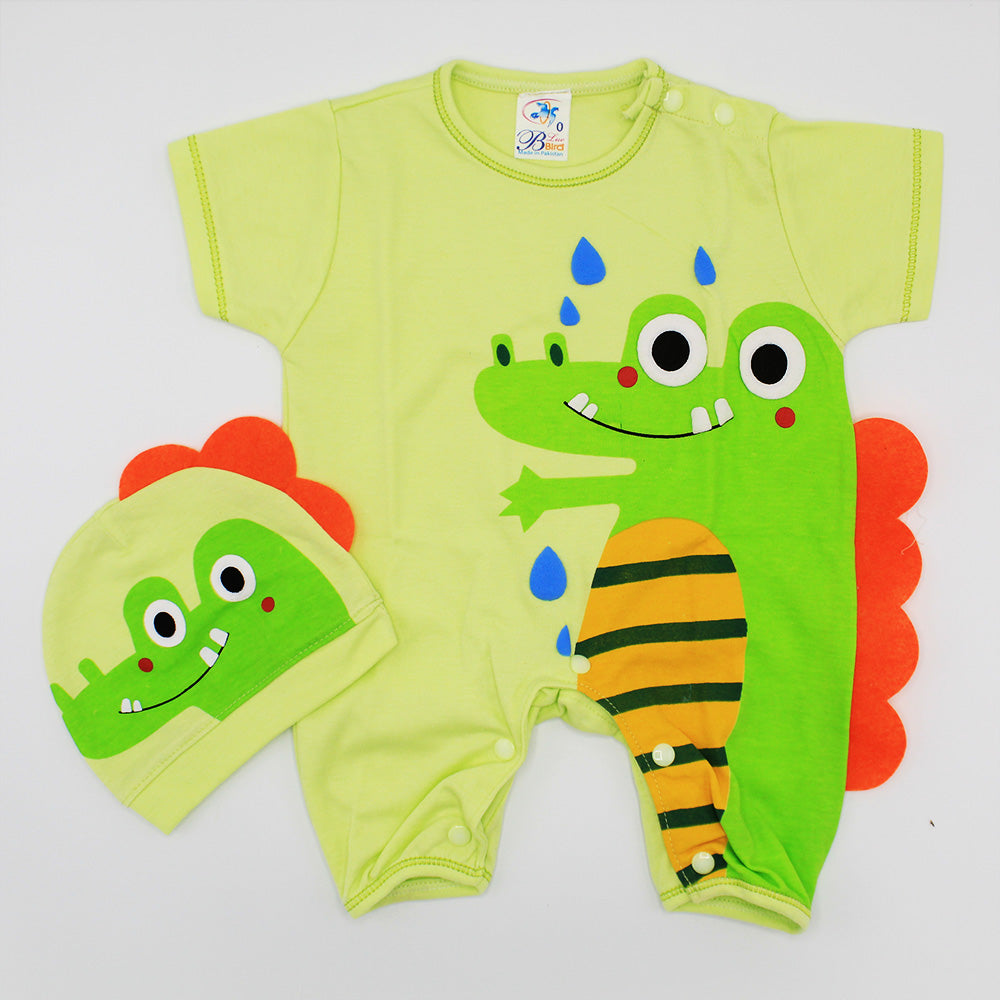 Newborn Baby 3D Dino Romper with Cap for 0-3 Months