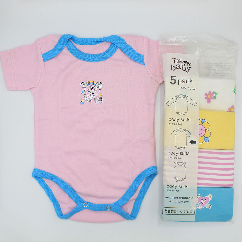 Imported Set of 5 Bodysuit Half Sleeves Bodysuit Onesie Romper for 0-23 Months