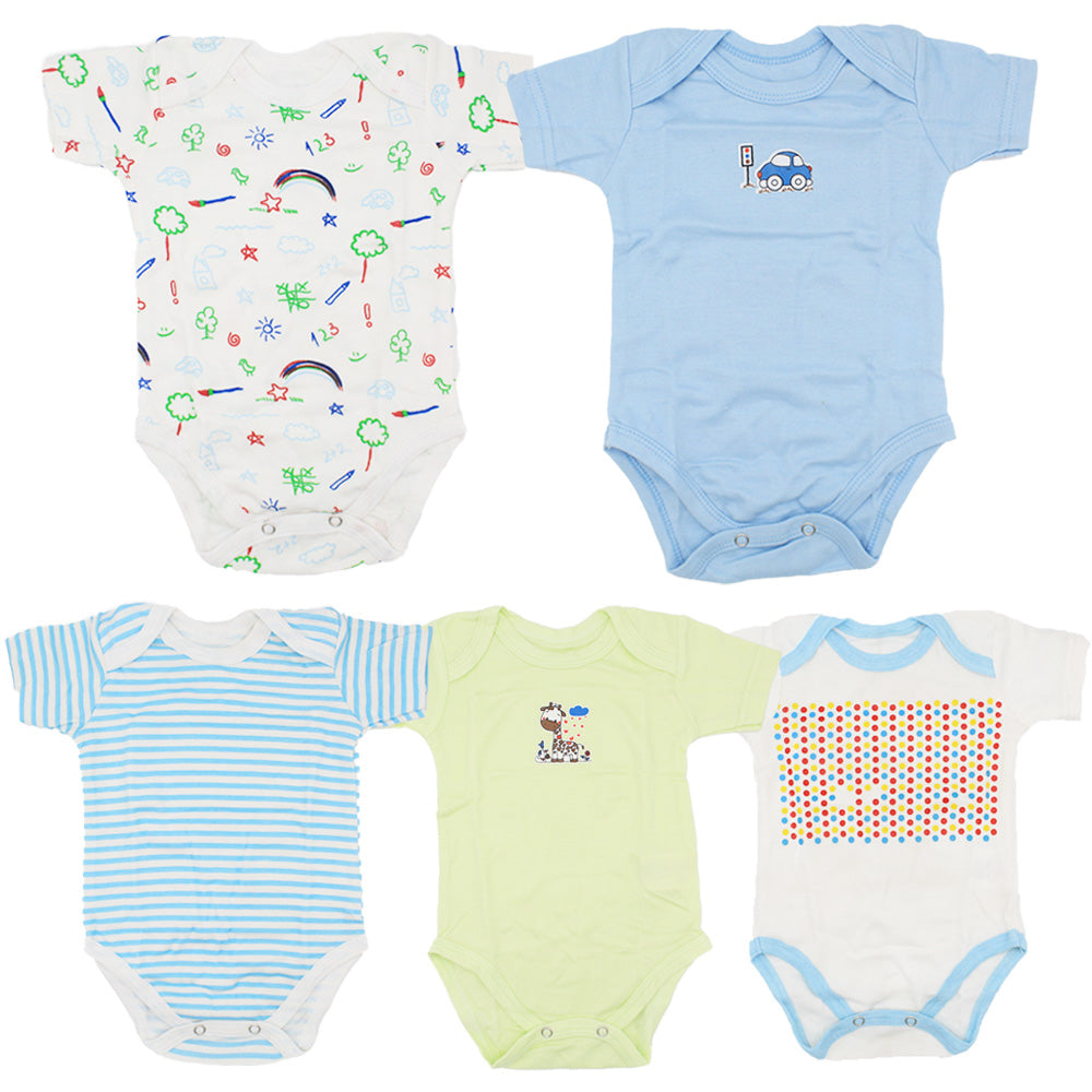 Imported Set of 5 Bodysuit Half Sleeves Bodysuit Onesie Romper for 0-23 Months