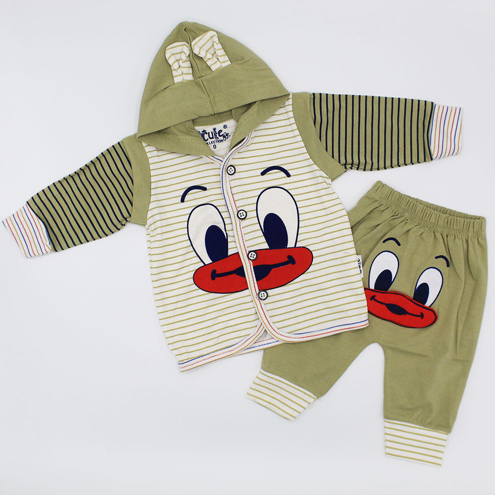 Newborn Baby Cute 3D Duck Full Sleeves Hoodie Dress for 0-3 Months