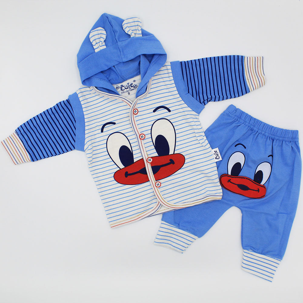 Newborn Baby Cute 3D Duck Full Sleeves Hoodie Dress for 0-3 Months