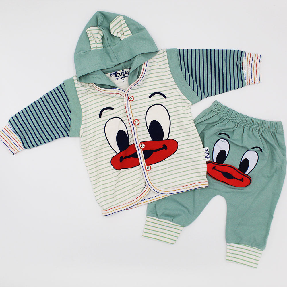 Newborn Baby Cute 3D Duck Full Sleeves Hoodie Dress for 0-3 Months