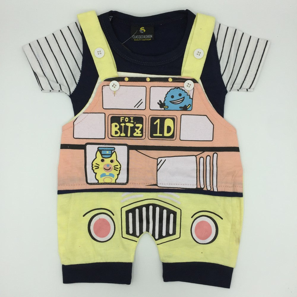 Baby Summer Car Dungaree Romper Suit Set for 3-9 Months