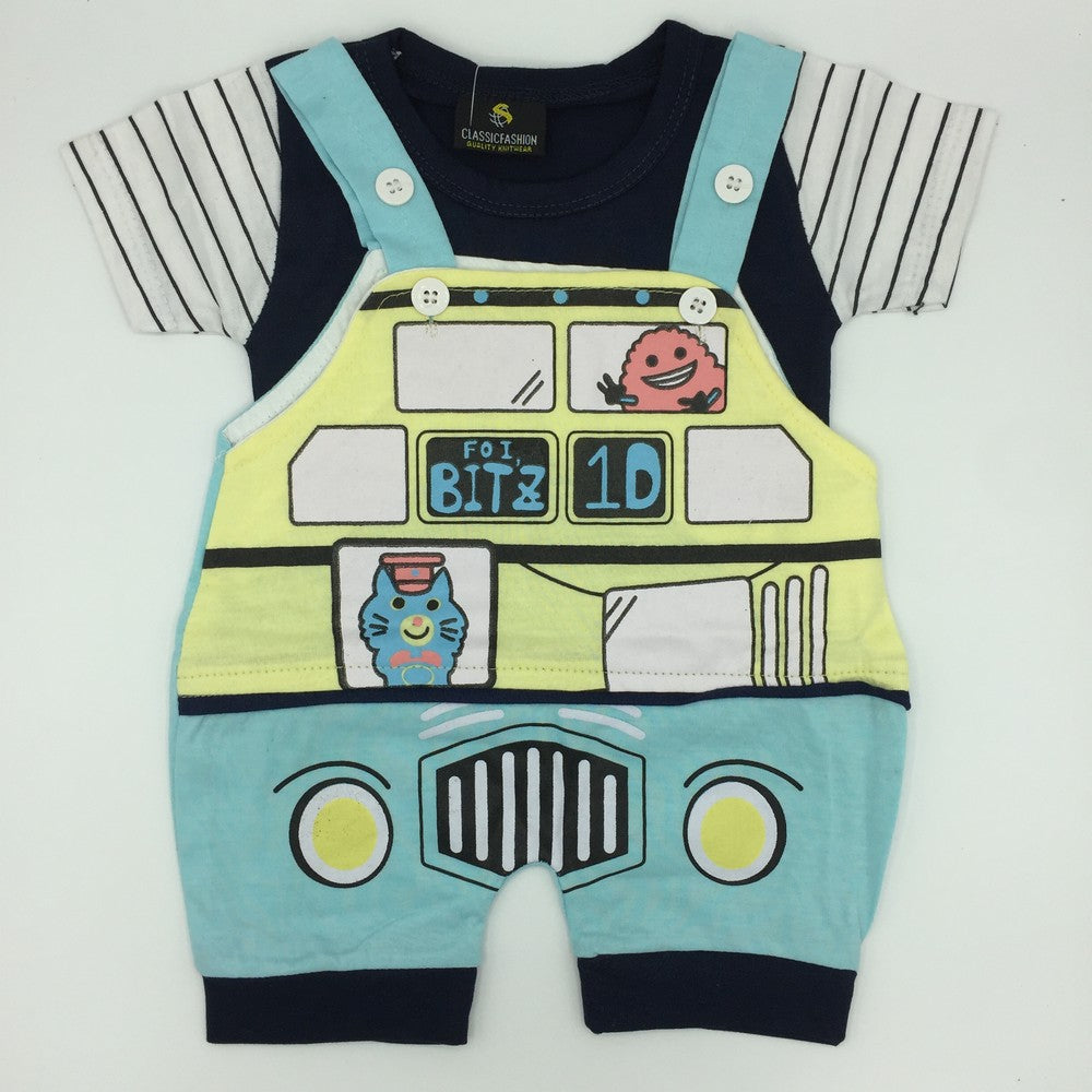 Baby Summer Car Dungaree Romper Suit Set for 3-9 Months