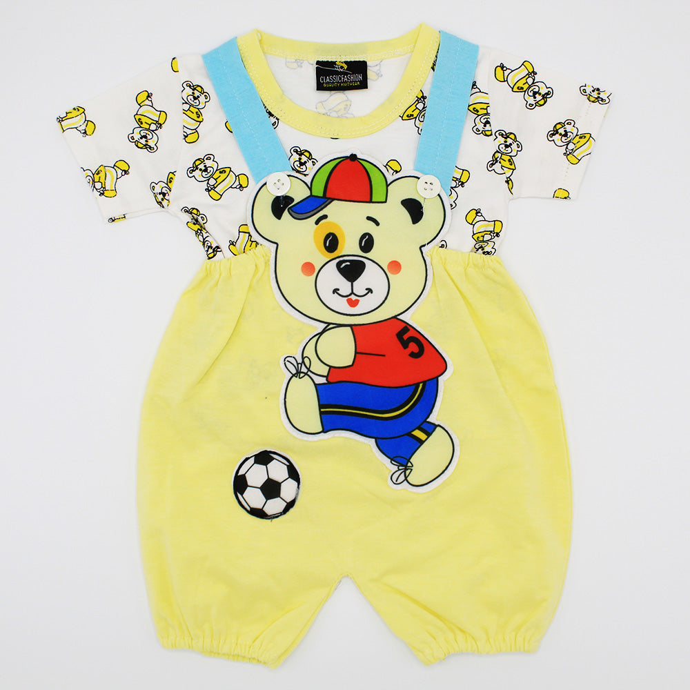 Baby 3D Bear Football Dungaree Romper for 3-9 months