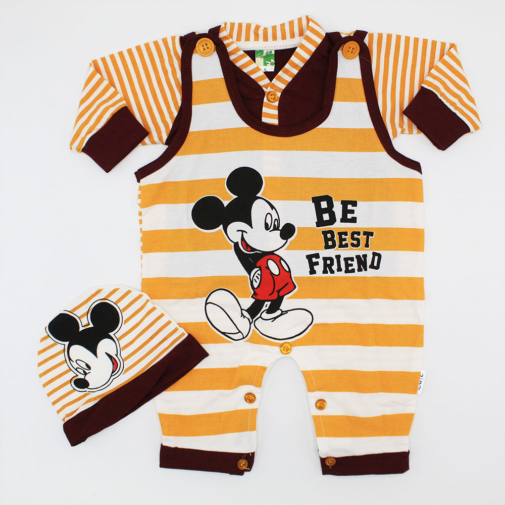 Newborn Baby Cute Mickey Mouse Dungaree Romper Dress for 0-3 Months