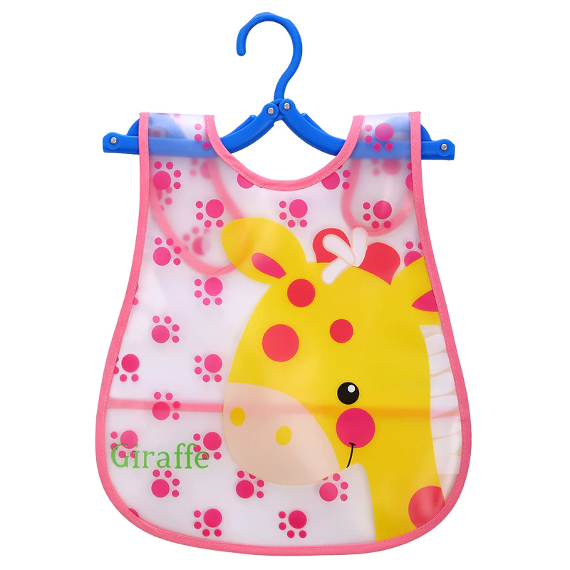 Plastic Waterproof Adjustable Baby Bibs Lunch Feeding Bibs Baby Cartoon Feeding Cloth