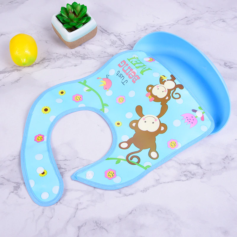 Waterproof Silicone Baby Bibs Silicone Bibs with Bowl Pocket Feeding Toddler Infant Unisex BPA Free