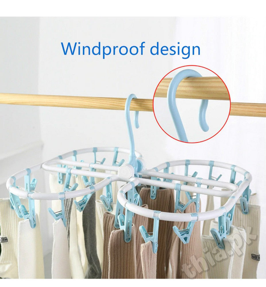 Foldable Baby Clothes Hanger Rack 24 Clips