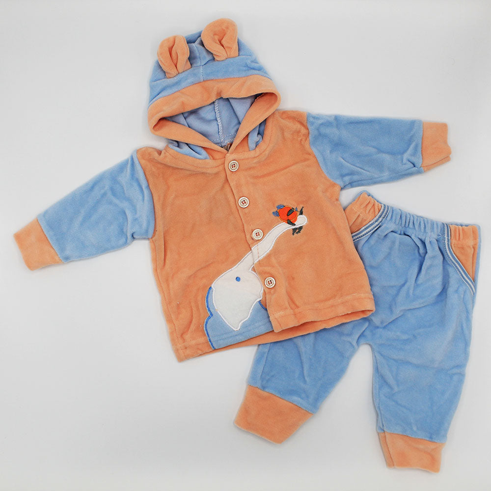 Newborn Baby Winter Elephant Fleece Hoodie Dress for 0-3 Months