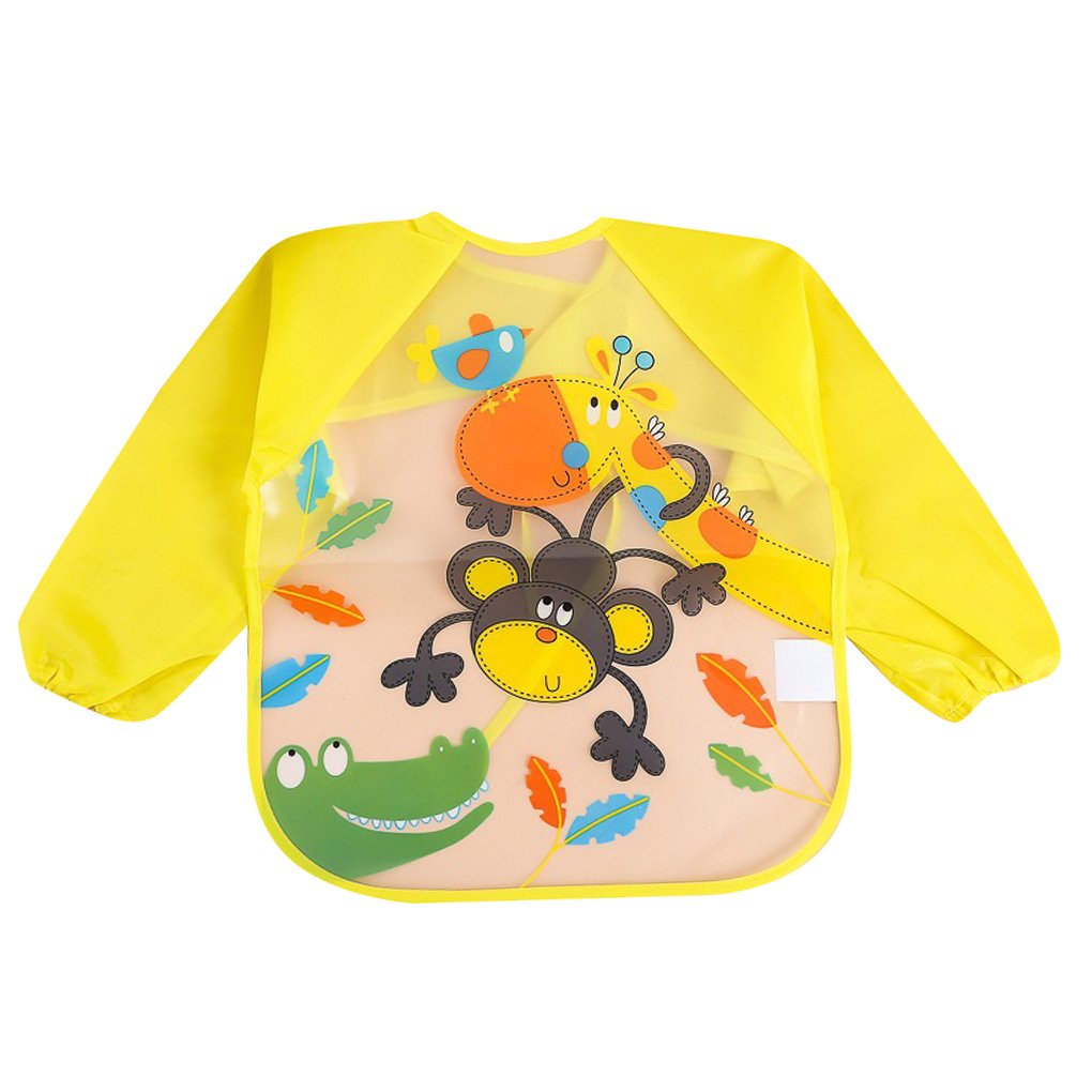 Imported Long Sleeve Waterproof Baby Feeding Children Plastic Apron Bib Toddler
