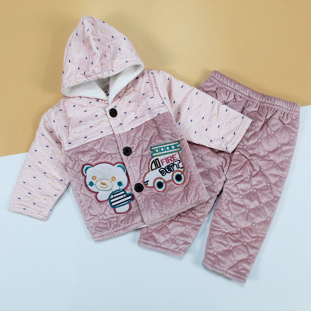 Newborn Baby Winter Warm Full Button Bear Hoodie Suit for 0-4 months Velvet Clothes Hoodie Sweatshirt Tops