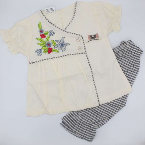 Baby Girl New Fancy Flowers Embroidered Frock Summer Dress for 3-9 Months