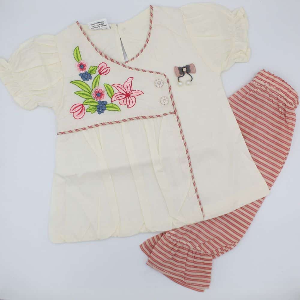 Baby Girl New Fancy Flowers Embroidered Frock Summer Dress for 3-9 Months