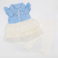 Baby Girl New Denim Style Long Frill Frock with Straight Pant Frill Bottom for 4-12 Months