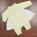 Baby Girl Fancy Embroidered Flowers Top Frill Full Sleeves Romper for 0-12 Months