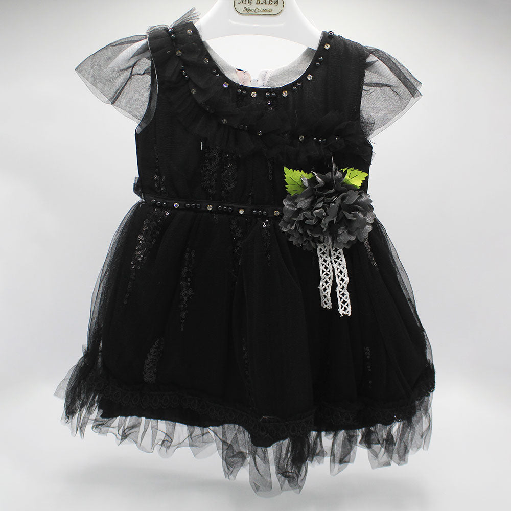 Girl Fancy Cut Net Sleeves Frilly Frock Flower Bunch with Trouser For 1-3 Years