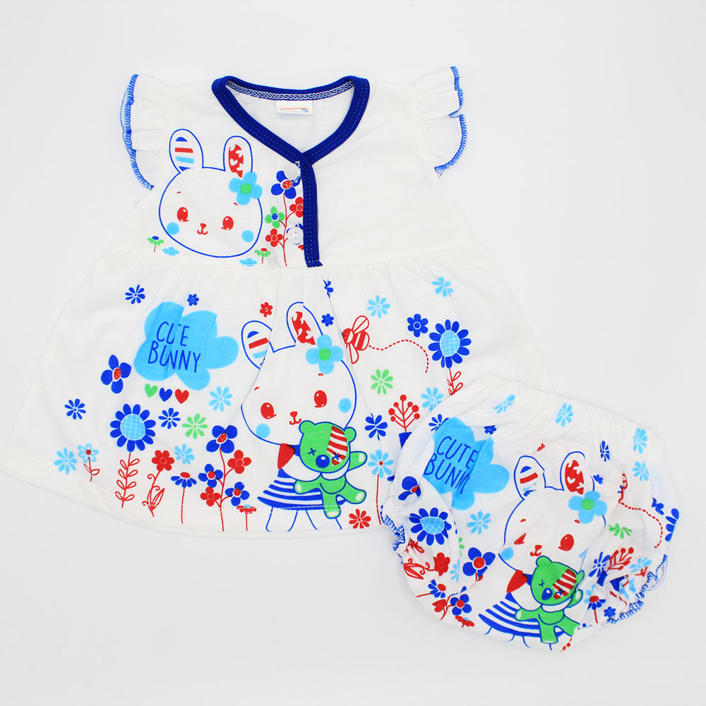 Imported Newborn Baby Girl Fly Sleeves Dress with Elastic Nekker Shorts for 0-4 Months