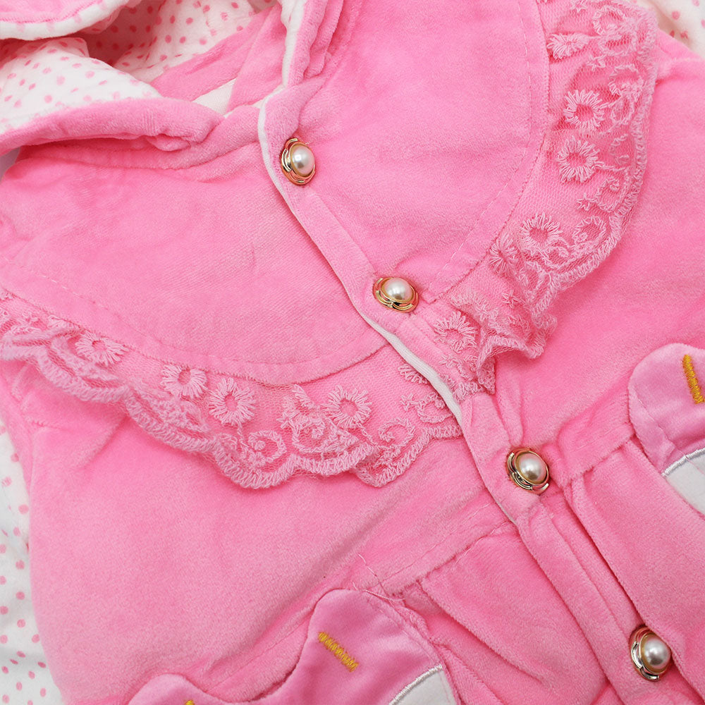 Imported Winter Baby Girl Cute 3D Fox Warm Polyester Filled Hoodie Dress for 9 Months - 2.5 Years