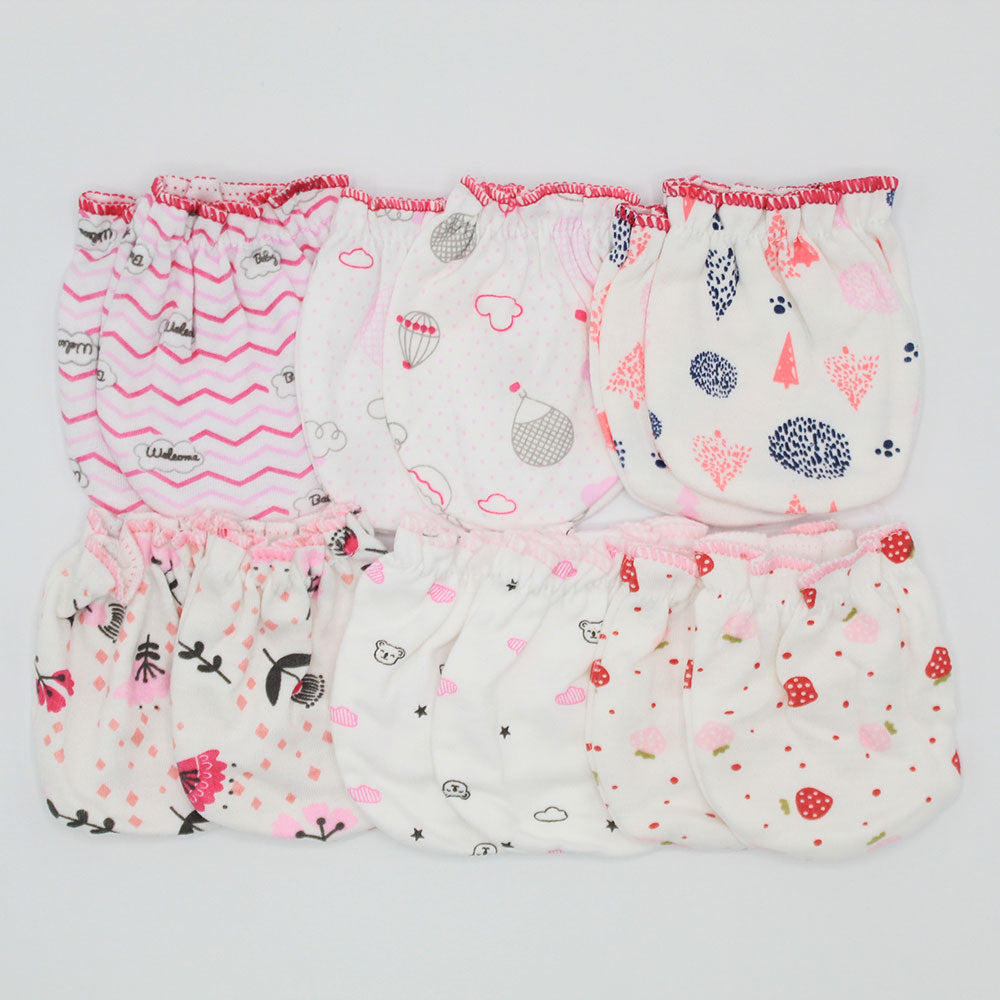 Imported Pack of 6 Pair Newborn Baby Super Soft Cotton Mittens