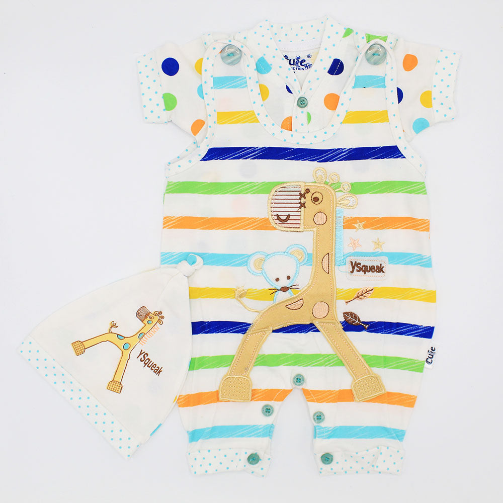 Baby Giraffe Dungaree Romper Set (0–3 Months)