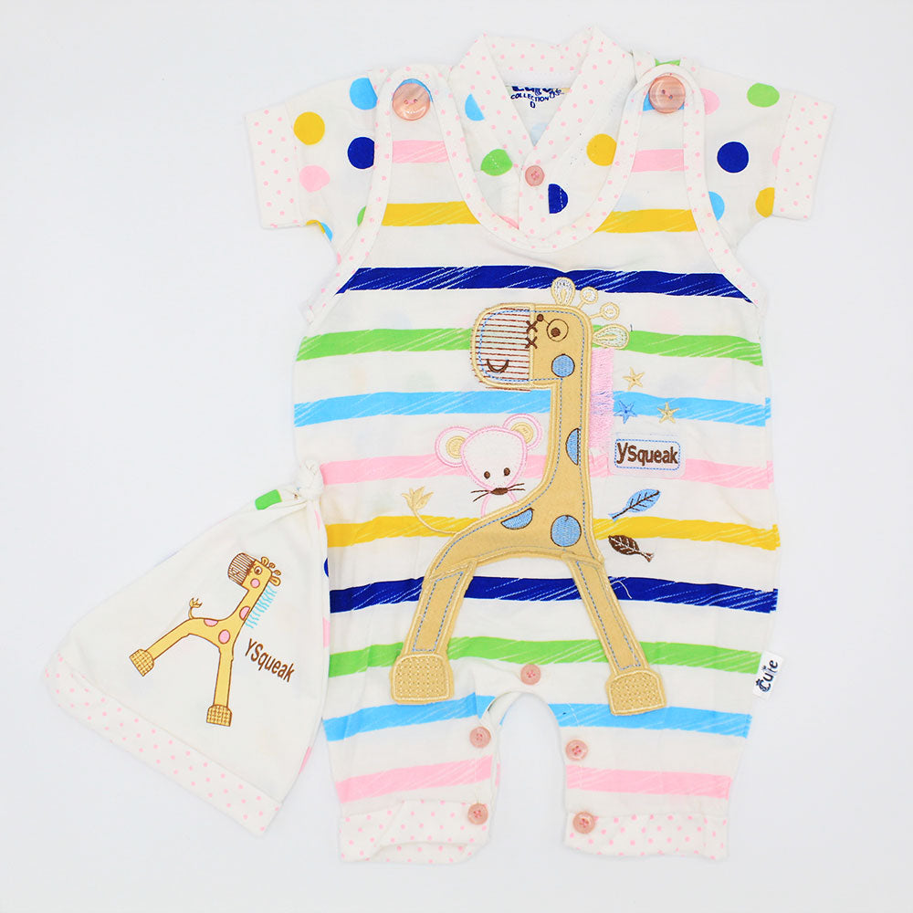 Baby Giraffe Dungaree Romper Set (0–3 Months)