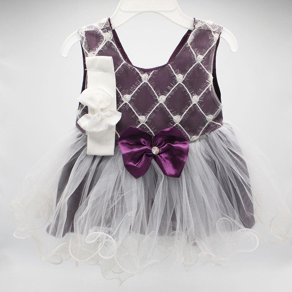 Made as Turkey Fancy Baby Girl Frock Set with Headband and Bodysuit For 0-9 Months