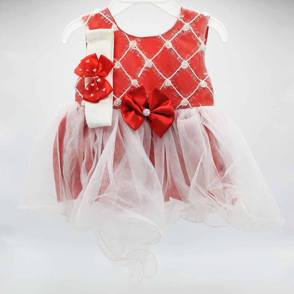 Made as Turkey Fancy Baby Girl Frock Set with Headband and Bodysuit For 0-9 Months