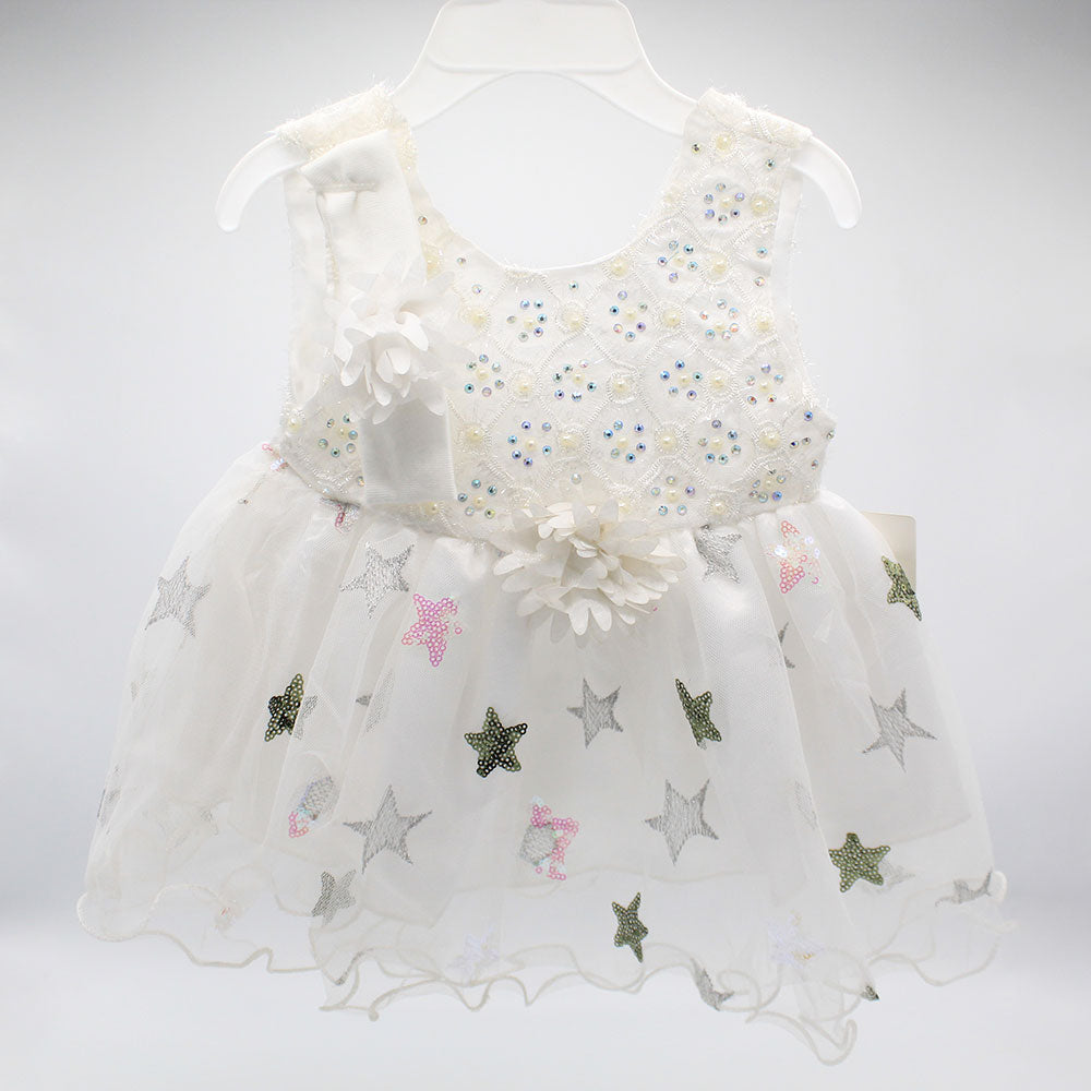Made as Turkey Fancy Baby Girl Frock Set with Headband and Bodysuit For 0-9 Months