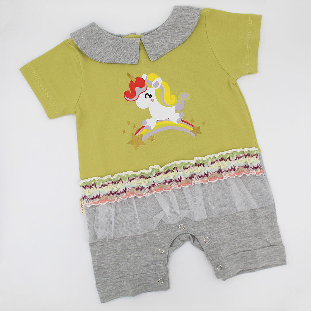 Baby Girl Unicorn Frilly Romper for 0-12 Months