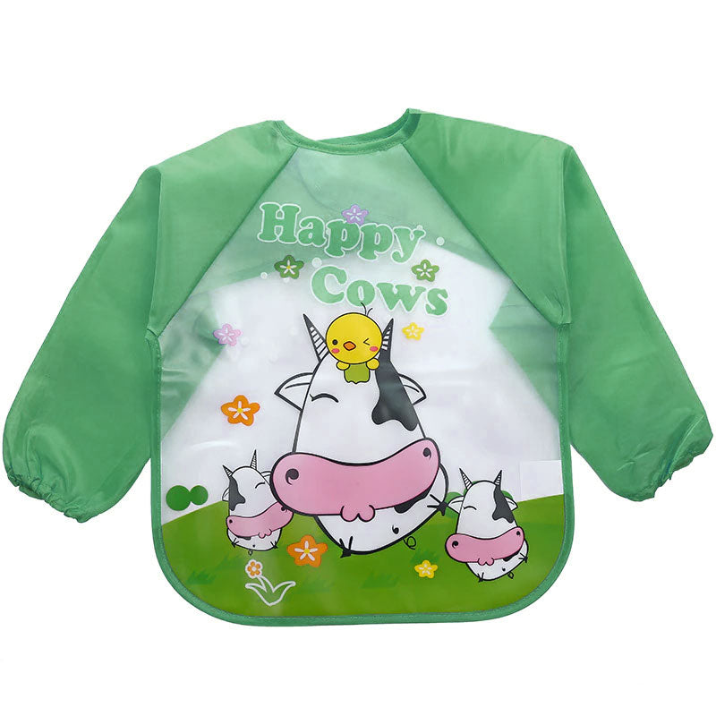Imported Long Sleeve Waterproof Baby Feeding Children Plastic Apron Bib Toddler
