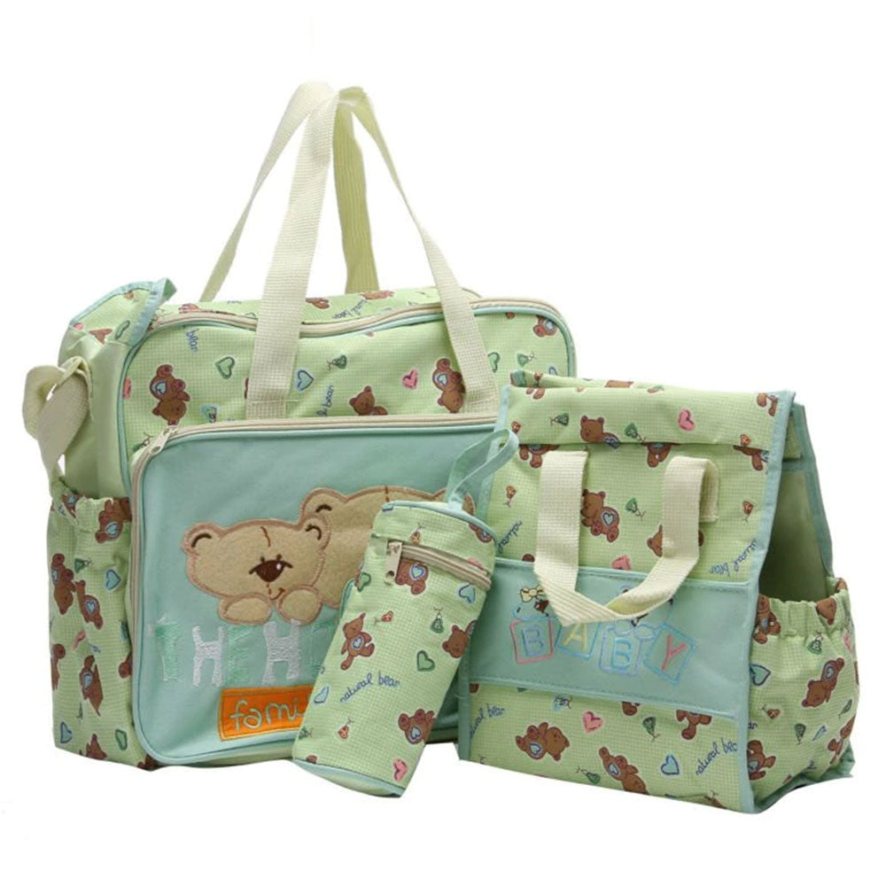 Imported Multi-Functional Waterproof 3pcs Honey Bear Print Baby Diaper Bag