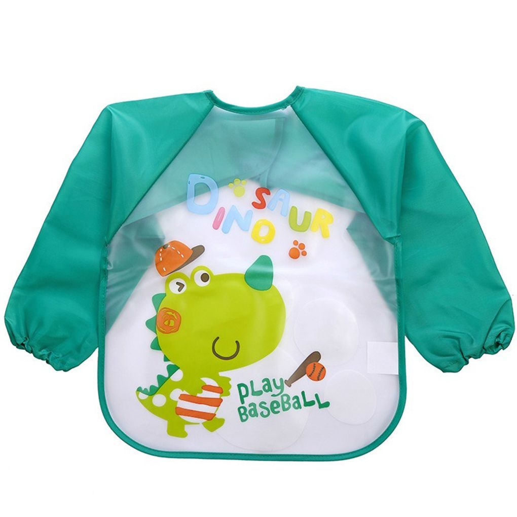 Imported Long Sleeve Waterproof Baby Feeding Children Plastic Apron Bib Toddler