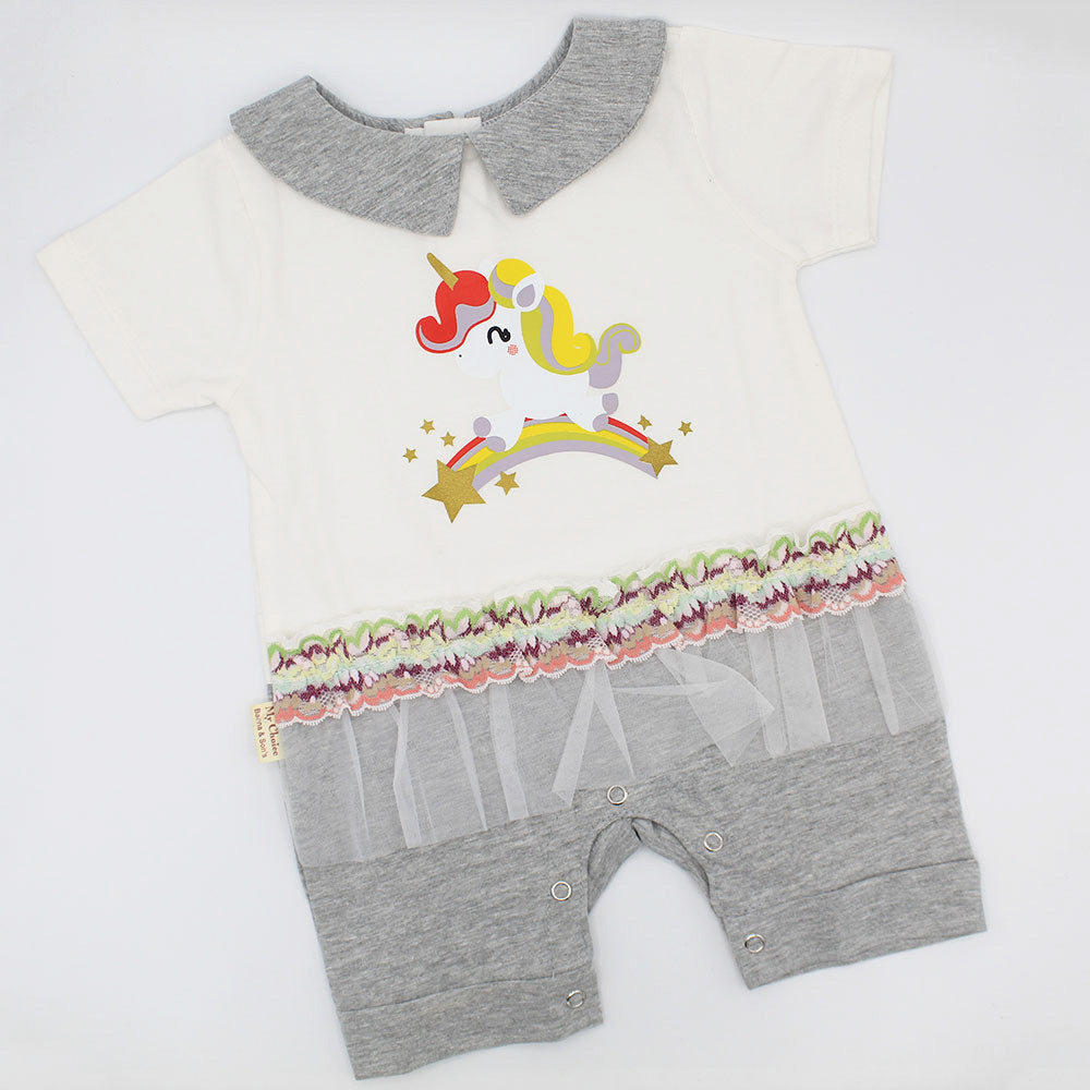 Baby Girl Unicorn Frilly Romper for 0-12 Months