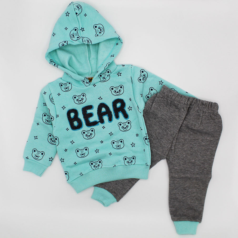Winter Baby Bunched Bear Full Sleeves Hoodie Dress for 3-9 Months