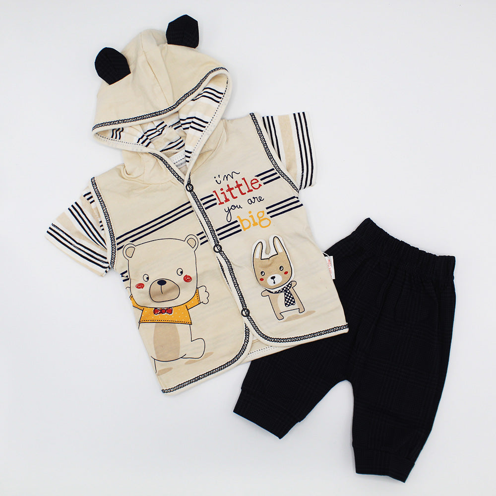 Newborn Baby 3D Bear Summer Hoodie Dress for 0-3 months