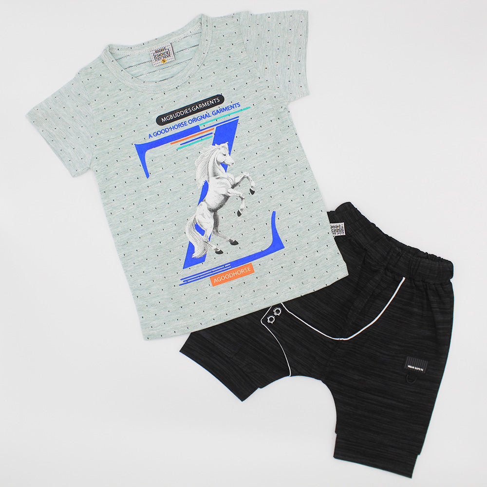 Kids Good Horse Dress with Textured Stylish Shorts for 1-4 Years