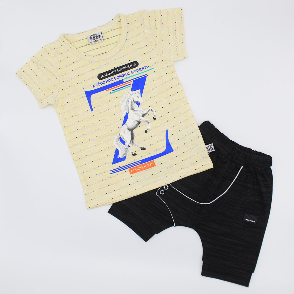 Kids Good Horse Dress with Textured Stylish Shorts for 1-4 Years