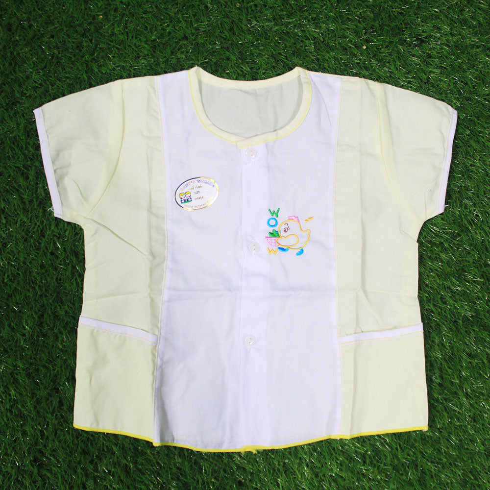 Imported Thailand Baby Wow Chick Cotton Stuff Fly Sleeves Frock Jabla Shirt for 0-6 Months