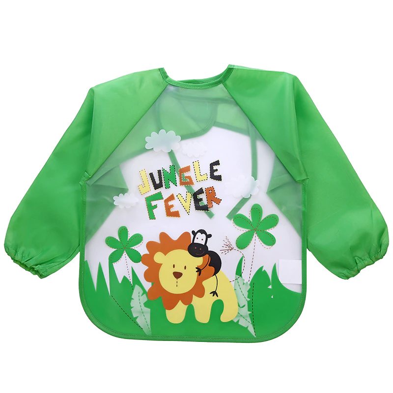 Imported Long Sleeve Waterproof Baby Feeding Children Plastic Apron Bib Toddler