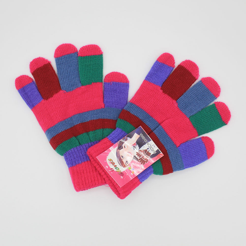 Kids 5-6 Years Super Soft Woolen Gloves Multi Colored