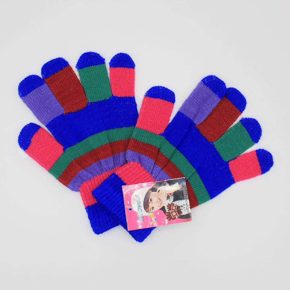 Kids 5-6 Years Super Soft Woolen Gloves Multi Colored